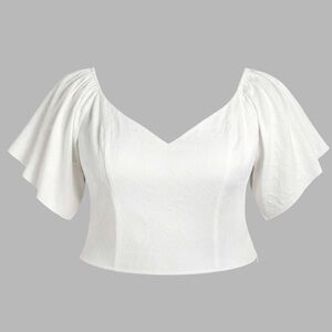 Cider White Ruffle Sleeve Crop size 4x
